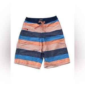 Patagonia Size 14 Boys' Wavefarer® Boardshorts in Orange and Navy Stripes